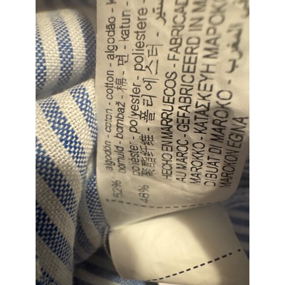 2/$30 ZARA Womens Small Blue & White Striped Long Sleeve Cropped Shirt - Picture 11 of 12
